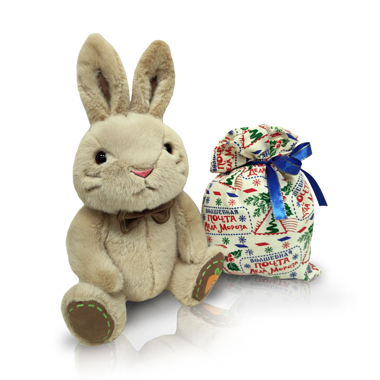 сладкий новогодний подарок Зайчонок с мешочком микс